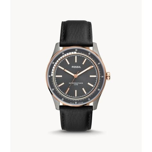 Fossil BQ2664 Sullivan Solar-Powered Black Leather Watch - Picture 1 of 4